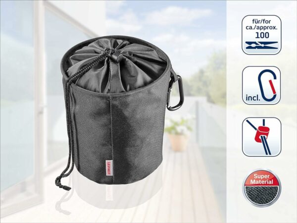 Borsa Porta Mollette Pence & Moon Collective In Lino Con Gancio E Moschettone – Grigio 37x21cm - 5
